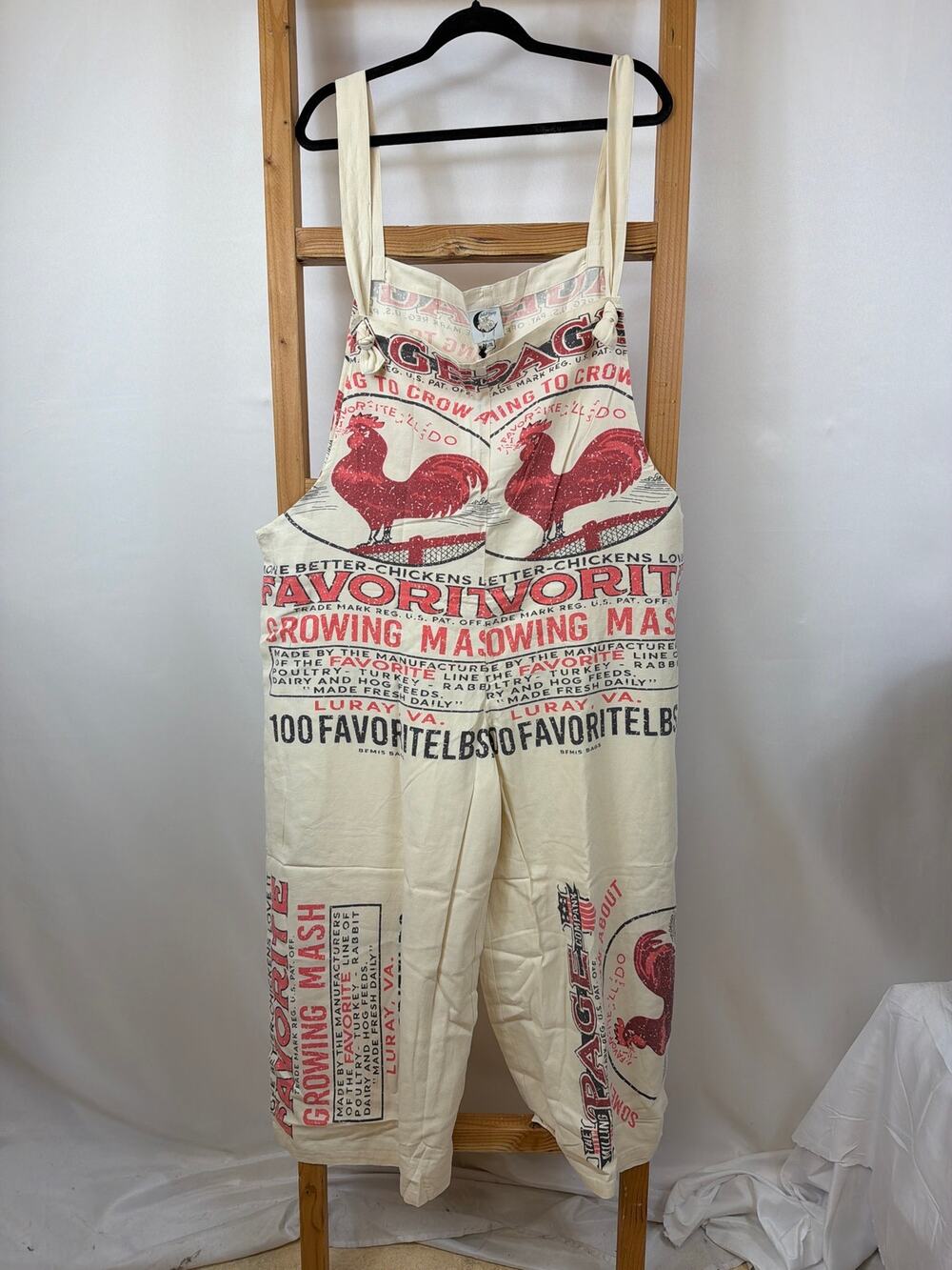 Jaded Gypsy Flour Sack Market Fresh Overalls Early Morning L/XL Boho Jumpsuit